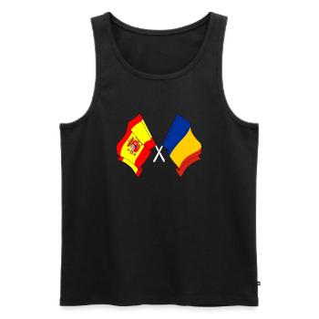 Drapeau de l’Espagne, Roumanie - Débardeur bio Premium Homme - noir - Devant - AI Model Male 178 light (178cm)
