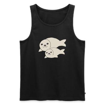 Robbe klein und gross - Männer Premium Bio Tank Top - Schwarz - Vorne - Michal (187cm)