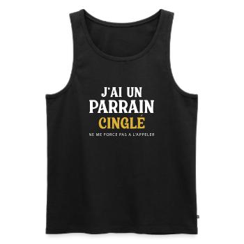 I have a crazy godfather don't force me to call him - Men's Premium Organic Tank Top - black - Front - AI Model Male 178 light (178cm)