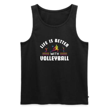 Das Leben ist besser mit Volleyball.Volleyball T-Shirt - Männer Premium Bio Tank Top - Schwarz - Vorne - Michal (187cm)