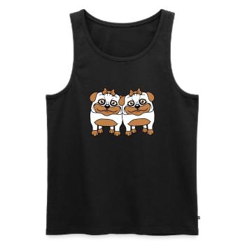 2 chiens carlin filles femmes petites amies équipe filles - Débardeur bio Premium Homme - noir - Devant - Michal (187cm)