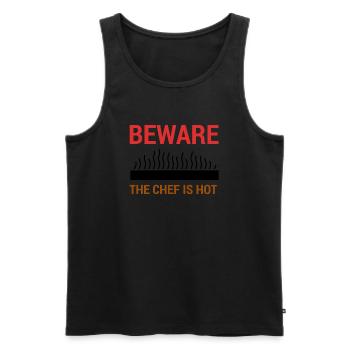 Koch / Chefkoch: Beware - The Chef Is Hot. - Männer Premium Bio Tank Top - Schwarz - Vorne - Michal (187cm)