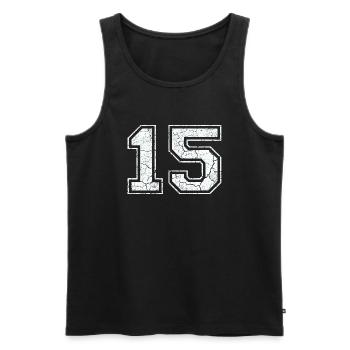 15 in white in the used look - Men's Premium Organic Tank Top - black - Front - Michal (187cm)