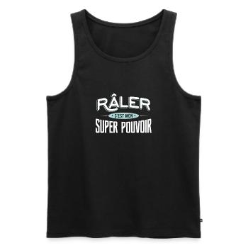 Râler super pouvoir drole - Débardeur bio Premium Homme - noir - Devant - Michal (187cm)