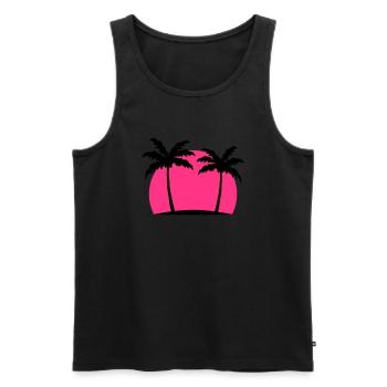 Miami Beach palm beach sea sun Pink - Men's Premium Organic Tank Top - black - Front - Michal (187cm)