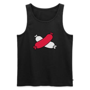 2 sausage hotdog wiener long red white bratwurst - Men's Premium Organic Tank Top - black - Front - AI Model Male 178 light (178cm)