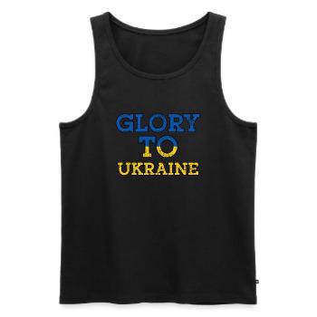 Glory To Ukraine - Men's Premium Organic Tank Top - black - Front - AI Model Male 178 light (178cm)