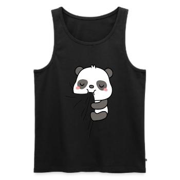 Panda eats fabric - Men's Premium Organic Tank Top - black - Front - AI Model Male 178 light (178cm)