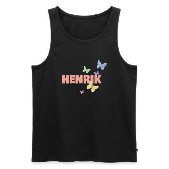 Vorname Henrik mit Schmetterlingen - Männer Premium Bio Tank Top - Schwarz - Vorne - AI Model Male 178 light (178cm)