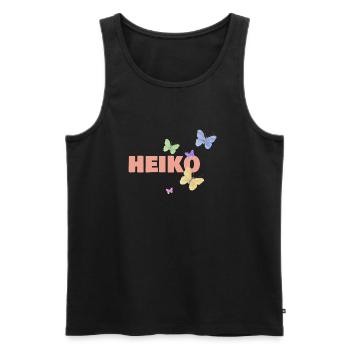 First name Heiko with butterflies - Men's Premium Organic Tank Top - black - Front - Michal (187cm)