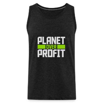 planet over profit Zitat - Männer Premium Bio Tank Top - Anthrazit - Vorne - Alexander (188cm)