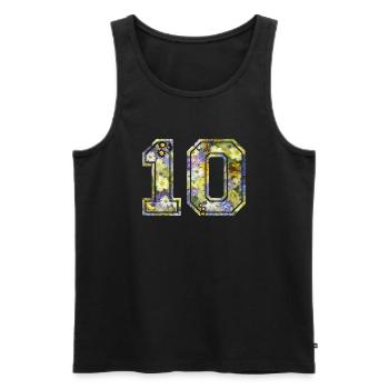 Numero 10 fleur, Équipe Foot, basket université - Débardeur bio Premium Homme - noir - Devant - AI Model Male 178 light (178cm)
