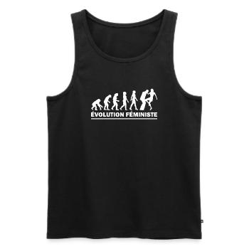 Évolution féministe / cadeau humour femme - Débardeur bio Premium Homme - noir - Devant - Michal (187cm)