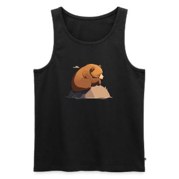 Papa ours fait sa sieste - Débardeur bio Premium Homme - noir - Devant - Michal (187cm)