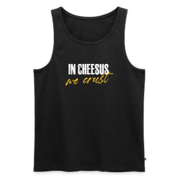 in cheesus we crust Design for a cheese lover - Men's Premium Organic Tank Top - black - Front - AI Model Male 178 light (178cm)