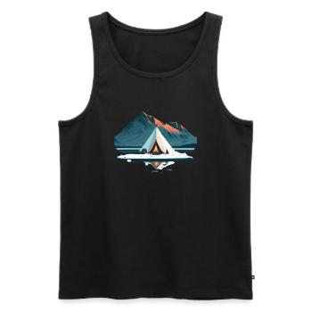 Tent around the campfire in the mountains with snow - Men's Premium Organic Tank Top - black - Front - Michal (187cm)