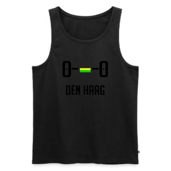 O O THE HAGUE WOMEN - Men's Premium Organic Tank Top - black - Front - AI Model Male 178 light (178cm)