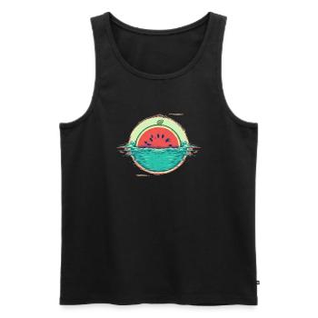 Watermelon in the sea funny melons art - Men's Premium Organic Tank Top - black - Front - Michal (187cm)