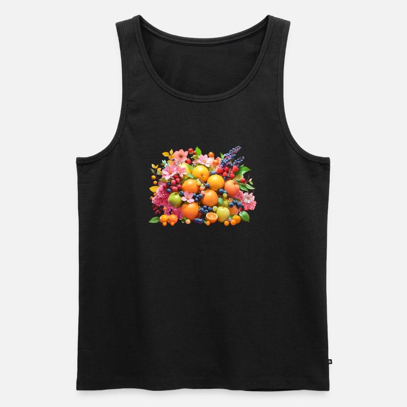 Früchte und Blüten - Männer Premium Bio Tank Top - Schwarz