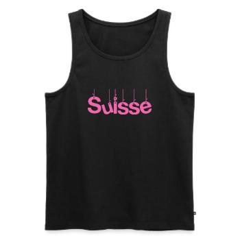 SUISSE. PAYS. GENEVE. SUISSE. HUMOUR - Débardeur bio Premium Homme - noir - Devant - Michal (187cm)