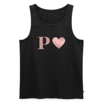 Buchstabe p Herz roségold - Männer Premium Bio Tank Top - Schwarz - Vorne - Michal (187cm)