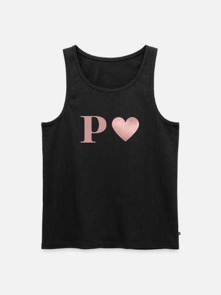 Letter p heart rose gold - Men's Premium Organic Tank Top - black