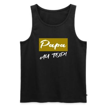 VATERTAG. FROHER VATERTAG. PAPA. ALLES GUTE - Männer Premium Bio Tank Top - Schwarz - Vorne - Michal (187cm)