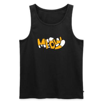 Meow Cat Comic Text Meow Funny Cartoon Quote - Men's Premium Organic Tank Top - black - Front - AI Model Male 178 light (178cm)