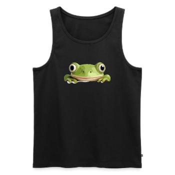 grenouille jeter un coup d’œil mignon adorable drôle animal dessin animé - Débardeur bio Premium Homme - noir - Devant - Michal (187cm)