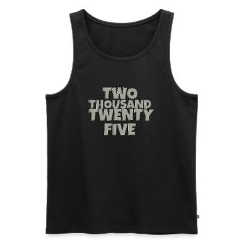 two thousand twenty five 2 - Men's Premium Organic Tank Top - black - Front - AI Model Male 178 light (178cm)