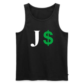 Letter j dollar - Men's Premium Organic Tank Top - black - Front - AI Model Male 178 light (178cm)