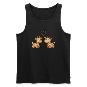 holz giraffe paar - Männer Premium Bio Tank Top - Schwarz - Vorne - Michal (187cm)