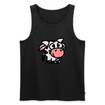 smiley_cow_3c - Männer Premium Bio Tank Top - Schwarz - Vorne - Michal (187cm)
