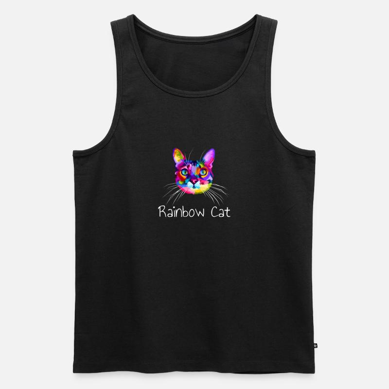 Regenbogen Katze - Männer Premium Bio Tank Top - Schwarz