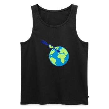 terre europe planète monde amour nature écologique kl - Débardeur bio Premium Homme - noir - Devant - AI Model Male 178 light (178cm)