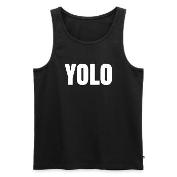 YOLO - Männer Premium Bio Tank Top - Schwarz - Vorne - AI Model Male 178 light (178cm)