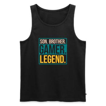 son brother gamer legend - Männer Premium Bio Tank Top - Schwarz - Vorne - Michal (187cm)