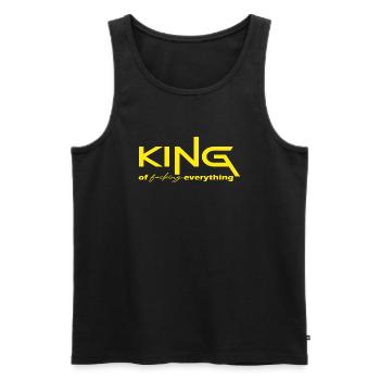 Roi de tout cadeau disant jaune - Débardeur bio Premium Homme - noir - Devant - Michal (187cm)