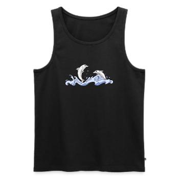 Delphine - Männer Premium Bio Tank Top - Schwarz - Vorne - Michal (187cm)