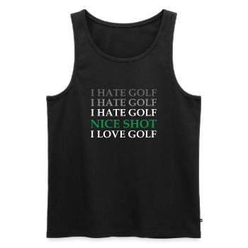 I hate Golf nice Shot - lustig, humor, witzig - Männer Premium Bio Tank Top - Schwarz - Vorne - AI Model Male 178 light (178cm)