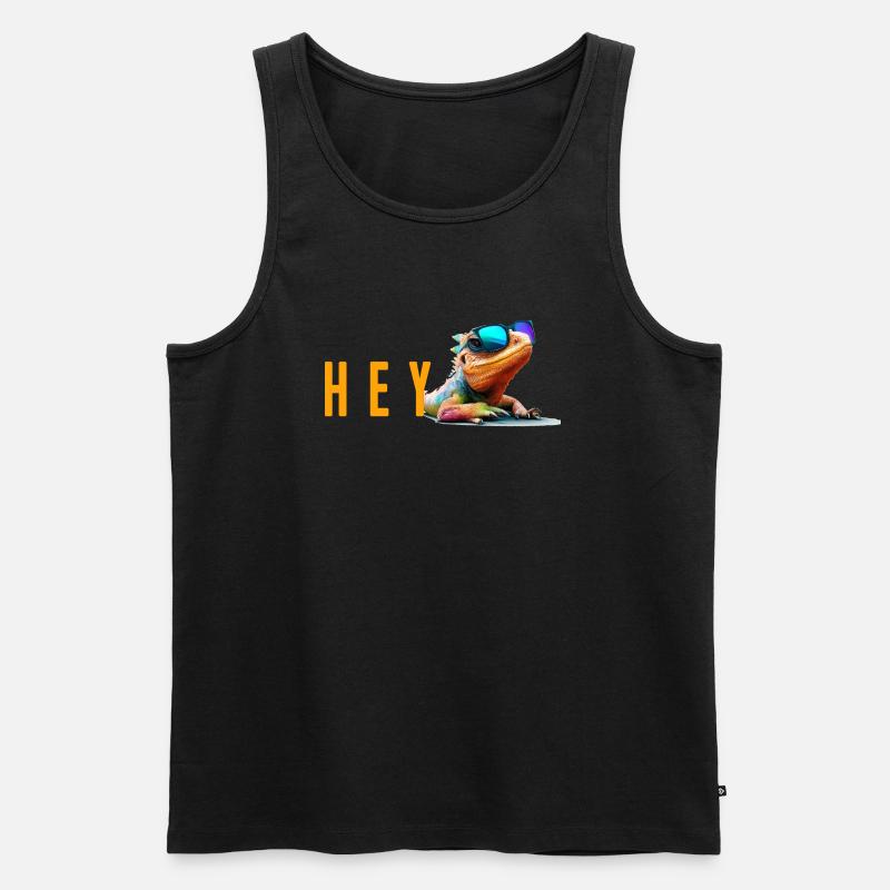 lizard hey - Männer Premium Bio Tank Top - Schwarz
