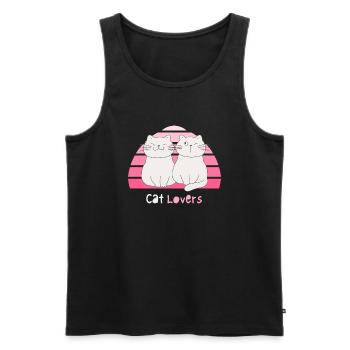 Cute Cat Duo: Design rose pour les amoureux des chats - Débardeur bio Premium Homme - noir - Devant - AI Model Male 178 light (178cm)