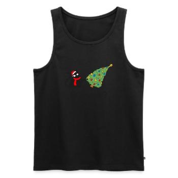 Drôle de chat noir poussant l’arbre de Noël sur le chat - Débardeur bio Premium Homme - noir - Devant - Michal (187cm)