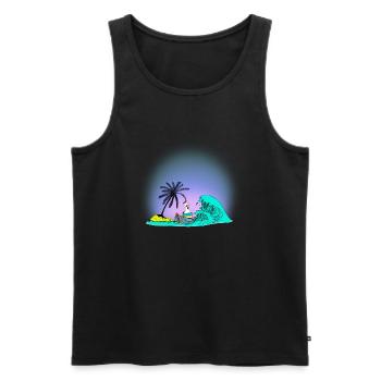 Huhn Insel Seenot Henne Reise Welle Ahoi - Männer Premium Bio Tank Top - Schwarz - Vorne - AI Model Male 178 light (178cm)