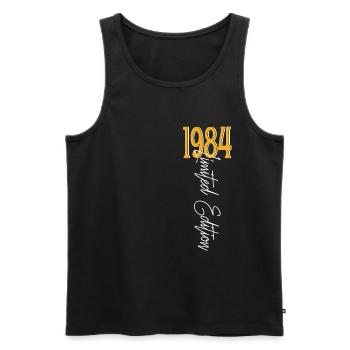 1984 Vintage anniversaire drôles dictons - Débardeur bio Premium Homme - noir - Devant - AI Model Male 178 light (178cm)