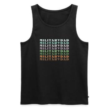 Papa Papa Père Fête des pères Soldat militaire - Débardeur bio Premium Homme - noir - Devant - Michal (187cm)