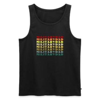 Papa Papa Père Fête des pères Soldat militaire - Débardeur bio Premium Homme - noir - Devant - Michal (187cm)