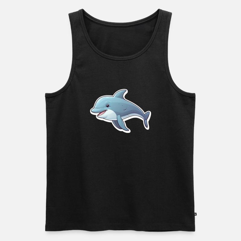 Delfin niedlich - Männer Premium Bio Tank Top - Schwarz