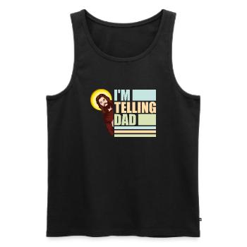 I'm Telling Dad Funny Jesus Meme God Religious - Men's Premium Organic Tank Top - black - Front - Michal (187cm)
