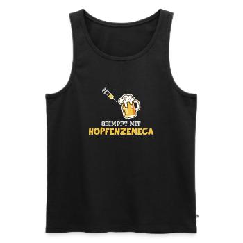 Vaccinated with Hopfenzeneca Beer Funny Vaccination - Men's Premium Organic Tank Top - black - Front - AI Model Male 178 light (178cm)